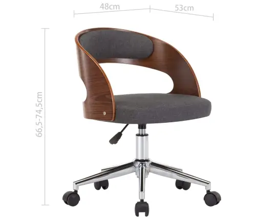 Grozāms Virtuves Krēsls, Izliekts Koks, Pelēks Audums Vidaxl