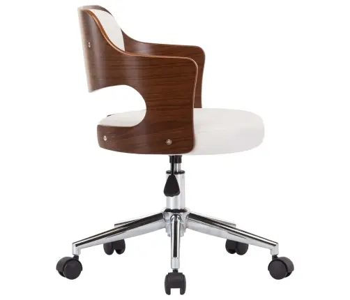 Grozāms Virtuves Krēsls, Izliekts Koks Un Balta Mākslīgā Āda Vidaxl