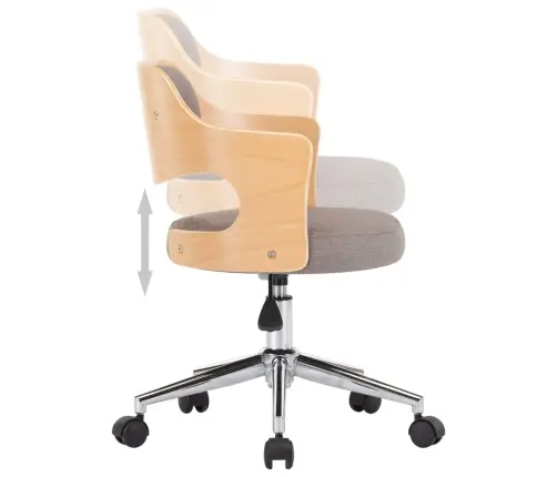 Grozāms Virtuves Krēsls, Izliekts Koks Un Pelēkbrūns Audums Vidaxl