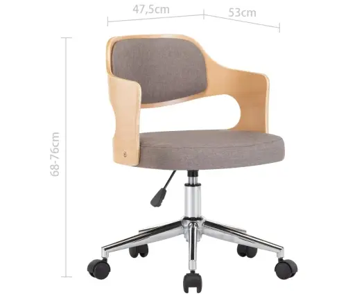 Grozāms Virtuves Krēsls, Izliekts Koks Un Pelēkbrūns Audums Vidaxl