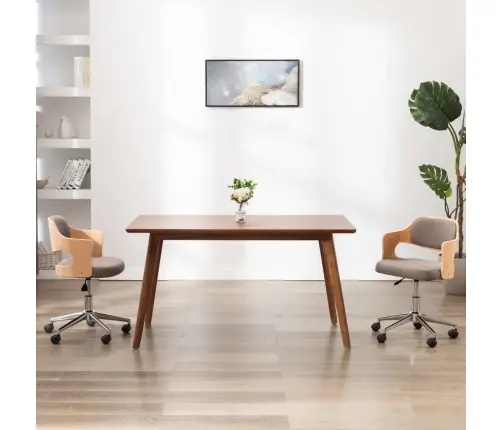 Grozāms Virtuves Krēsls, Izliekts Koks Un Pelēkbrūns Audums Vidaxl