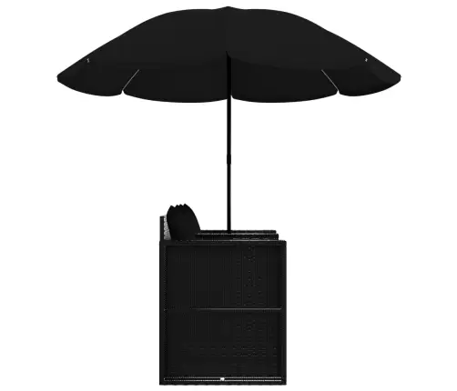 Dārza Gulta Ar Saulessargu, Melna Pe Rotangpalma Vidaxl