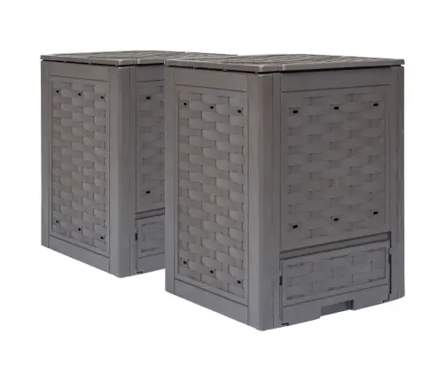 Aiakompostrid 2 Tk, Pruun, 60 X 60 X 83 cm 600 L, Plastrotang