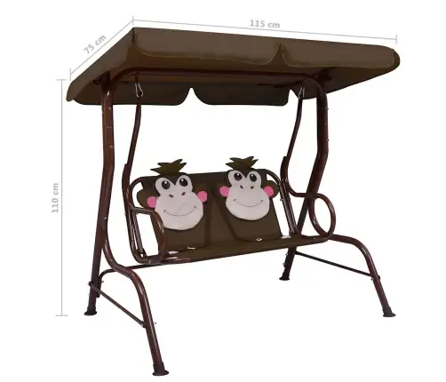 Bērnu Šūpuļdīvāns, Brūns, 115X75X110 Cm, Audums Vidaxl