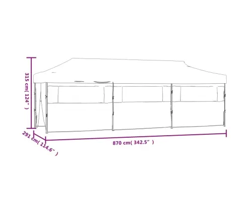 Saliekama Nojume Ar 8 Sānu Sienām, 3X9 M, Balta Vidaxl