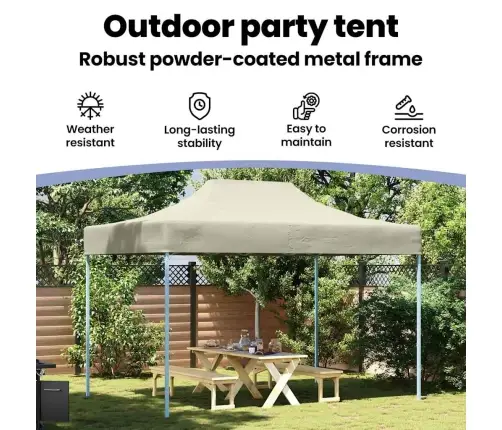 Sulankstoma Proginė Palapinė, Kreminė, 3X4M, Plienas