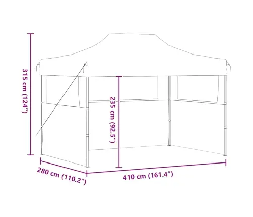 Sulankstoma Palapinė Su 3 Sienomis, Balta, 280X410X315 cm Plienas