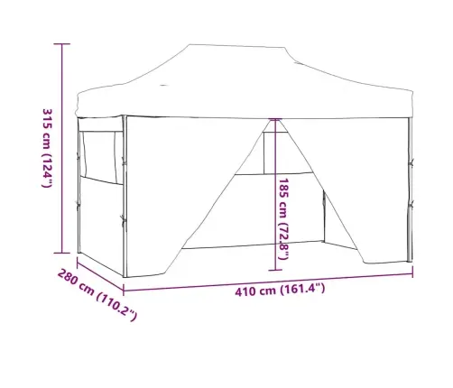 Saliekama Nojume Ar 4 Sienām, Balta, 280X410X315 Cm, Tērauds Vidaxl