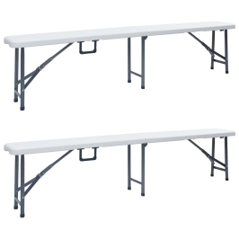 Saliekami Dārza Soli, 2 Gab., 180 Cm, Hdpe, Balti Vidaxl