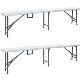 Saliekami Dārza Soli, 2 Gab., 180 Cm, Hdpe, Balti Vidaxl