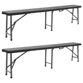 Saliekami Dārza Soli, 2 Gab., 180 Cm, Hdpe, Melni Vidaxl