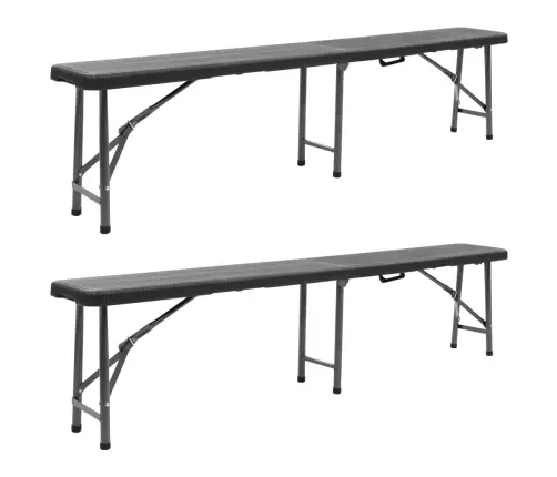 Saliekami Dārza Soli, 2 Gab., 180 Cm, Hdpe, Melni Vidaxl