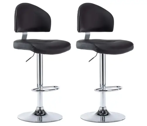 Bāra Krēsli, 2 Gab., Melna Mākslīgā Āda Vidaxl