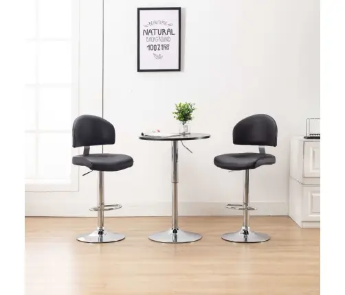 Bāra Krēsli, 2 Gab., Melna Mākslīgā Āda Vidaxl