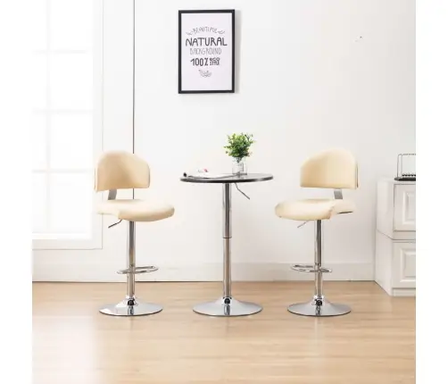 Bāra Krēsli, 2 Gab., Krēmkrāsas Mākslīgā Āda Vidaxl