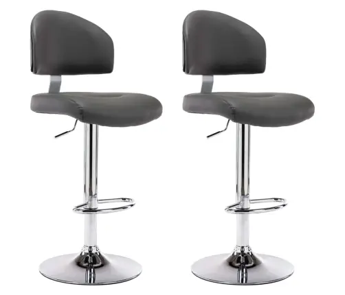 Baro Taburetės, 2Vnt., Pilkos Spalvos, Dirbtinė Oda