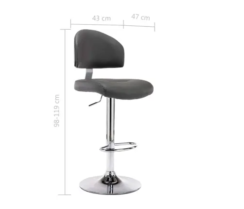 Baro Taburetės, 2Vnt., Pilkos Spalvos, Dirbtinė Oda