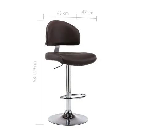 Bāra Krēsli, 2 Gab., Brūna Mākslīgā Āda Vidaxl