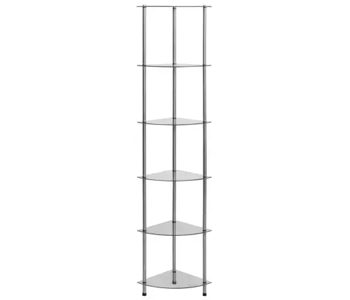 6-Līmeņu Plaukts, 30X30X160 Cm, Caurspīdīgs Rūdīts Stikls Vidaxl