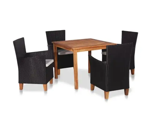 5-Daļīgs Dārza Mēbeļu Komplekts, Pe Rotangpalma, Melns, Brūns Vidaxl