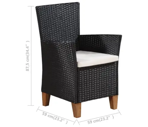 5-Daļīgs Dārza Mēbeļu Komplekts, Pe Rotangpalma, Melns, Brūns Vidaxl