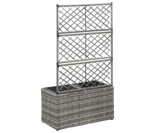 Vīteņaugu Režģis Ar 2 Augstām Kastēm, Pelēks, 30X30X107 Cm, Pe Vidaxl