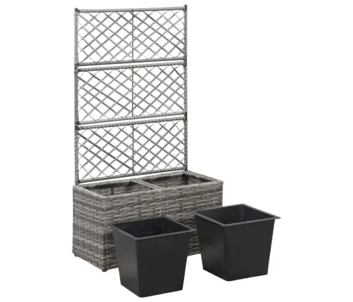 Vīteņaugu Režģis Ar 2 Augstām Kastēm, Pelēks, 30X30X107 Cm, Pe Vidaxl