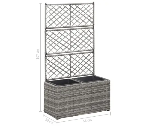 Vīteņaugu Režģis Ar 2 Augstām Kastēm, Pelēks, 30X30X107 Cm, Pe Vidaxl