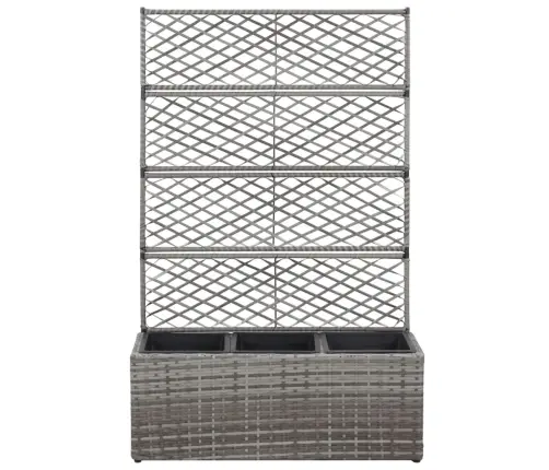 Vīteņaugu Režģis Ar 3 Augstām Kastēm, Pelēks, 83X30X130 Cm, Pe Vidaxl