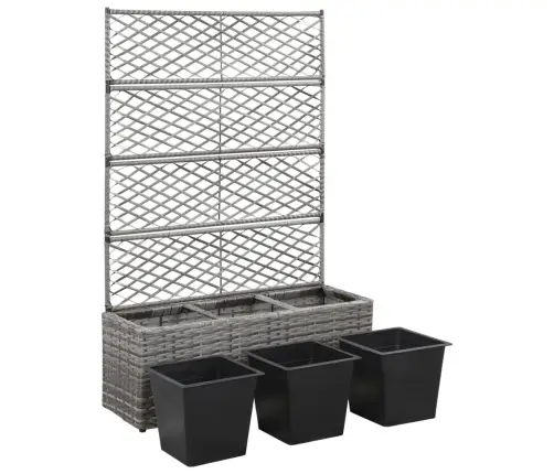 Vīteņaugu Režģis Ar 3 Augstām Kastēm, Pelēks, 83X30X130 Cm, Pe Vidaxl