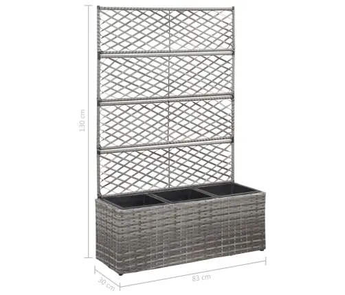 Vīteņaugu Režģis Ar 3 Augstām Kastēm, Pelēks, 83X30X130 Cm, Pe Vidaxl