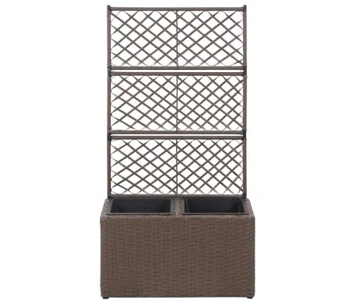 Vīteņaugu Režģis Ar 2 Augstām Kastēm, Brūns, 30X30X107 Cm, Pe Vidaxl
