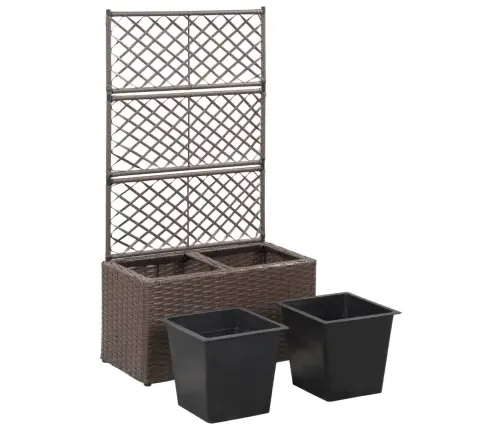 Vīteņaugu Režģis Ar 2 Augstām Kastēm, Brūns, 30X30X107 Cm, Pe Vidaxl