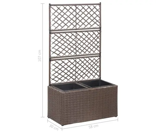 Vīteņaugu Režģis Ar 2 Augstām Kastēm, Brūns, 30X30X107 Cm, Pe Vidaxl