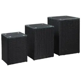 Lisalauad 3 Tk, Klaasplaadiga, Must Polürotang