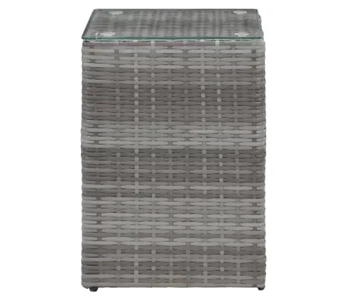 Galdiņi, 3 Gab., Stikla Virsma, Pelēka Pe Rotangpalma Vidaxl