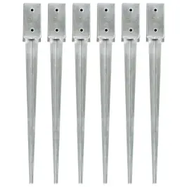 Zemes Mietiņi, 6 Gab., Sudraba Krāsa, 7X7X75 Cm, Tērauds Vidaxl