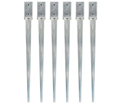 Zemes Mietiņi, 6 Gab., Sudraba Krāsa, 7X7X90 Cm, Tērauds Vidaxl