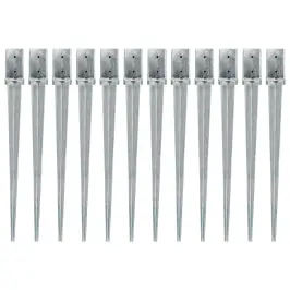 Zemes Mietiņi, 12 Gab., Sudraba Krāsa, 8X8X91 Cm, Tērauds Vidaxl