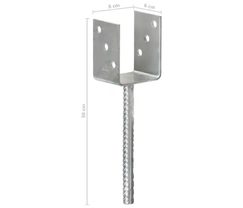 Maavaiad 6 Tk Hõbedane 8 X 6 X 30 Cm Tsingitud Teras