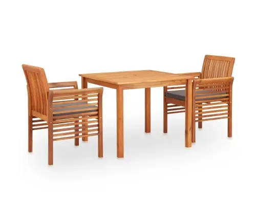 3-Daļīgs Dārza Mēbeļu Komplekts Ar Matračiem, Akācijas Koks Vidaxl