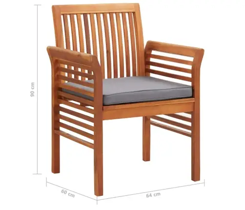 3-Daļīgs Dārza Mēbeļu Komplekts Ar Matračiem, Akācijas Koks Vidaxl