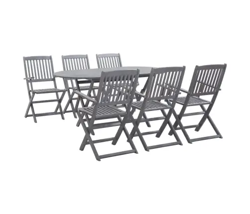 Sodo Valgomojo Komplektas, 7 Dalių, Pilkas, Akacijos Masyvas