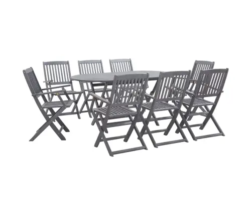 9-Osaline Aiamööblikomplekt, Akaatsiapuit, Hall