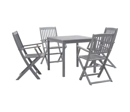 5-Daļīgs Dārza Mēbeļu Komplekts, Akācijas Masīvkoks, Pelēks Vidaxl