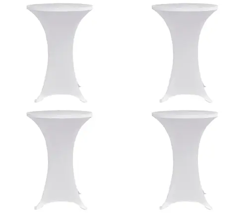 Galda Pārvalki, 4 Gab., Ø 70 Cm, Balts Elastīgs Audums Vidaxl