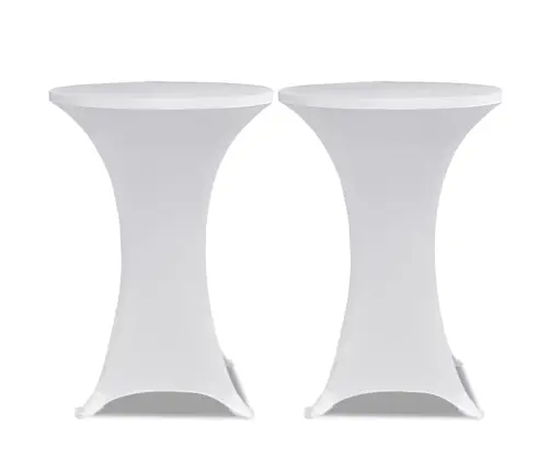 Galda Pārvalki, 4 Gab., Ø 70 Cm, Balts Elastīgs Audums Vidaxl