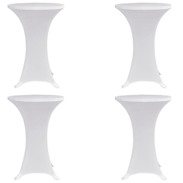 Galda Pārvalki, 4 Gab., Ø 80 Cm, Balts Elastīgs Audums Vidaxl