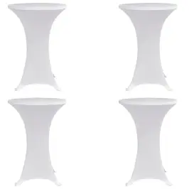 Galda Pārvalki, 4 Gab., Ø 80 Cm, Balts Elastīgs Audums Vidaxl