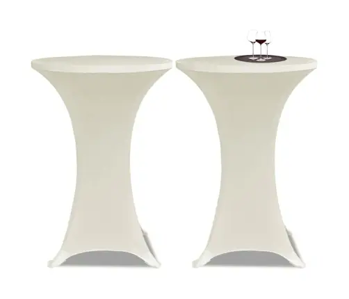 Galda Pārvalki, 4 Gab., Ø 80 Cm, Krēmkrāsas Elastīgs Audums Vidaxl